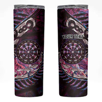 New Zealand Darts Personalised Skinny Tumbler Aotearoa Silver Fern Pink Papua Shell Spirit LT9 Pink - Polynesian Pride