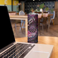 New Zealand Darts Personalised Skinny Tumbler Aotearoa Silver Fern Pink Papua Shell Spirit LT9 - Polynesian Pride