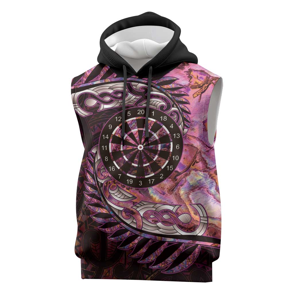 New Zealand Darts Personalised Sleeveless Hoodie Aotearoa Silver Fern Pink Papua Shell Spirit LT9 Pink - Polynesian Pride