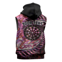 New Zealand Darts Personalised Sleeveless Hoodie Aotearoa Silver Fern Pink Papua Shell Spirit LT9 - Polynesian Pride