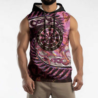 New Zealand Darts Personalised Sleeveless Hoodie Aotearoa Silver Fern Pink Papua Shell Spirit LT9 - Polynesian Pride