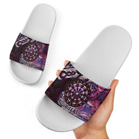 New Zealand Darts Personalised Slide Sandals Aotearoa Silver Fern Pink Papua Shell Spirit - Polynesian Pride