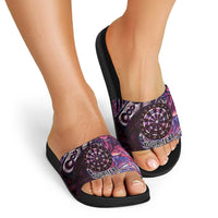 New Zealand Darts Personalised Slide Sandals Aotearoa Silver Fern Pink Papua Shell Spirit - Polynesian Pride