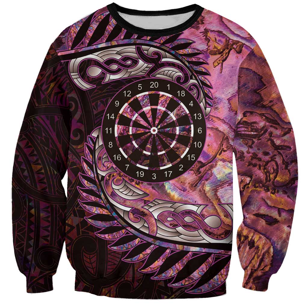 New Zealand Darts Personalised Sweatshirt Aotearoa Silver Fern Pink Papua Shell Spirit LT9 Unisex Pink - Polynesian Pride