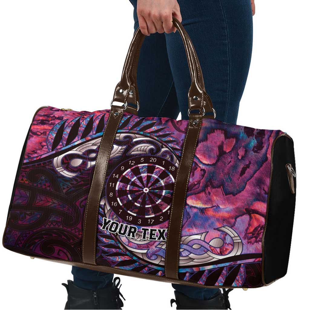 New Zealand Darts Personalised Travel Bag Aotearoa Silver Fern Pink Papua Shell Spirit - Polynesian Pride