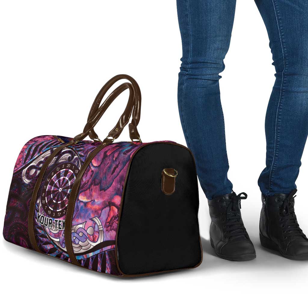 New Zealand Darts Personalised Travel Bag Aotearoa Silver Fern Pink Papua Shell Spirit - Polynesian Pride
