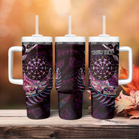 New Zealand Darts Personalised Tumbler With Handle Aotearoa Silver Fern Pink Papua Shell Spirit