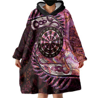 New Zealand Darts Personalised Wearable Blanket Hoodie Aotearoa Silver Fern Pink Papua Shell Spirit LT9 - Polynesian Pride