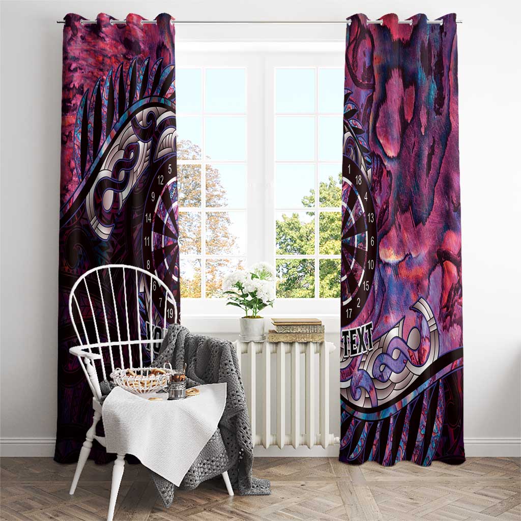New Zealand Darts Personalised Window Curtain Aotearoa Silver Fern Pink Papua Shell Spirit