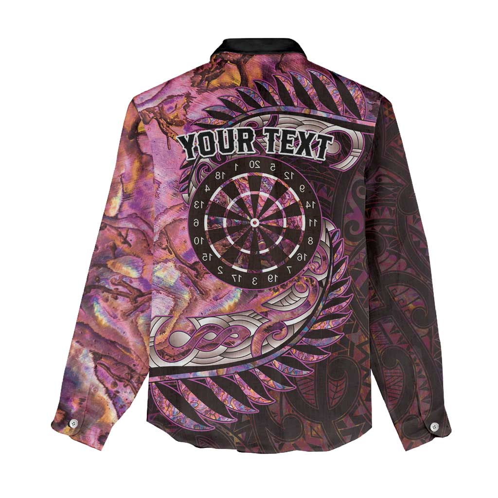 New Zealand Darts Personalised Women Casual Shirt Aotearoa Silver Fern Pink Papua Shell Spirit LT9 - Polynesian Pride