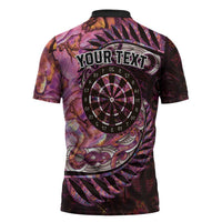 New Zealand Darts Personalised Zipper Polo Shirt Aotearoa Silver Fern Pink Papua Shell Spirit LT9 - Polynesian Pride