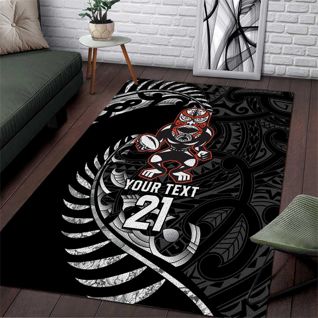 New Zealand Indigenous-Maori Rugby Custom Area Rug LT9 Black - Polynesian Pride