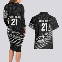 New Zealand Indigenous-Maori Rugby Custom Couples Matching Long Sleeve Bodycon Dress and Hawaiian Shirt LT9 - Polynesian Pride