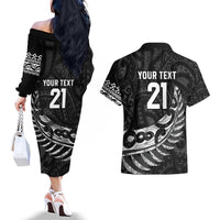 New Zealand Indigenous-Maori Rugby Custom Couples Matching Off The Shoulder Long Sleeve Dress and Hawaiian Shirt LT9 - Polynesian Pride