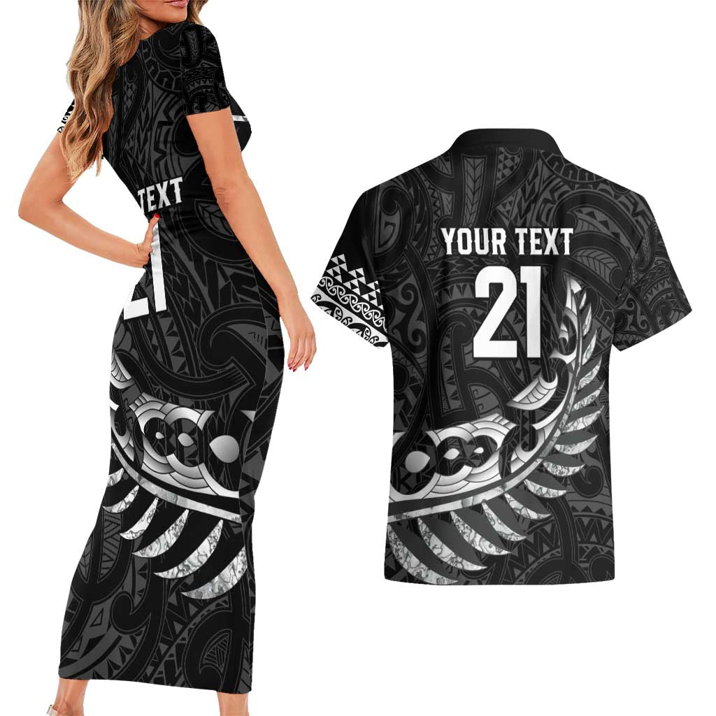 New Zealand Indigenous-Maori Rugby Custom Couples Matching Short Sleeve Bodycon Dress and Hawaiian Shirt LT9 - Polynesian Pride