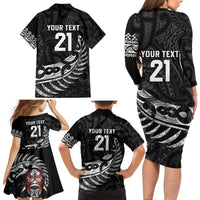 New Zealand Indigenous-Maori Rugby Custom Family Matching Long Sleeve Bodycon Dress and Hawaiian Shirt LT9 - Polynesian Pride
