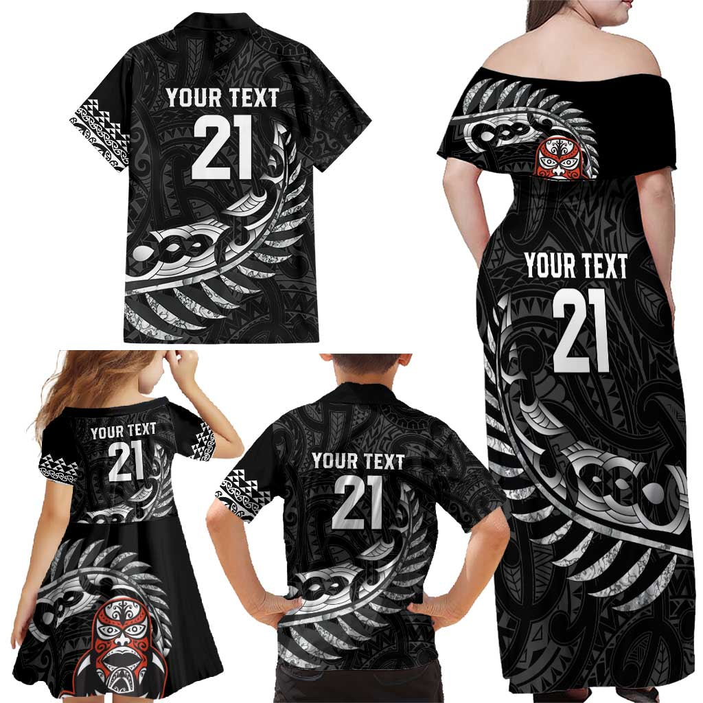 New Zealand Indigenous-Maori Rugby Custom Family Matching Off Shoulder Maxi Dress and Hawaiian Shirt LT9 - Polynesian Pride