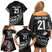 New Zealand Indigenous-Maori Rugby Custom Family Matching Off Shoulder Short Dress and Hawaiian Shirt LT9 - Polynesian Pride