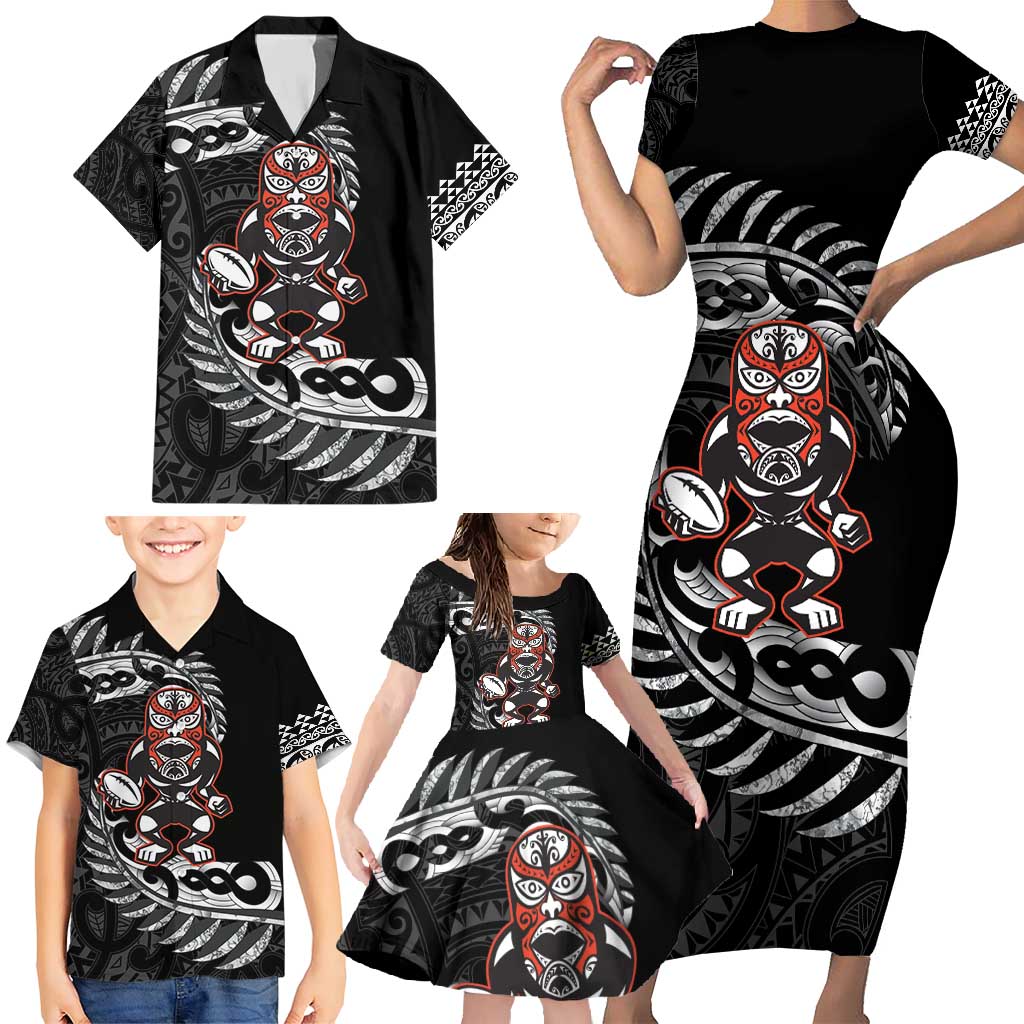 New Zealand Indigenous-Maori Rugby Custom Family Matching Short Sleeve Bodycon Dress and Hawaiian Shirt LT9 - Polynesian Pride