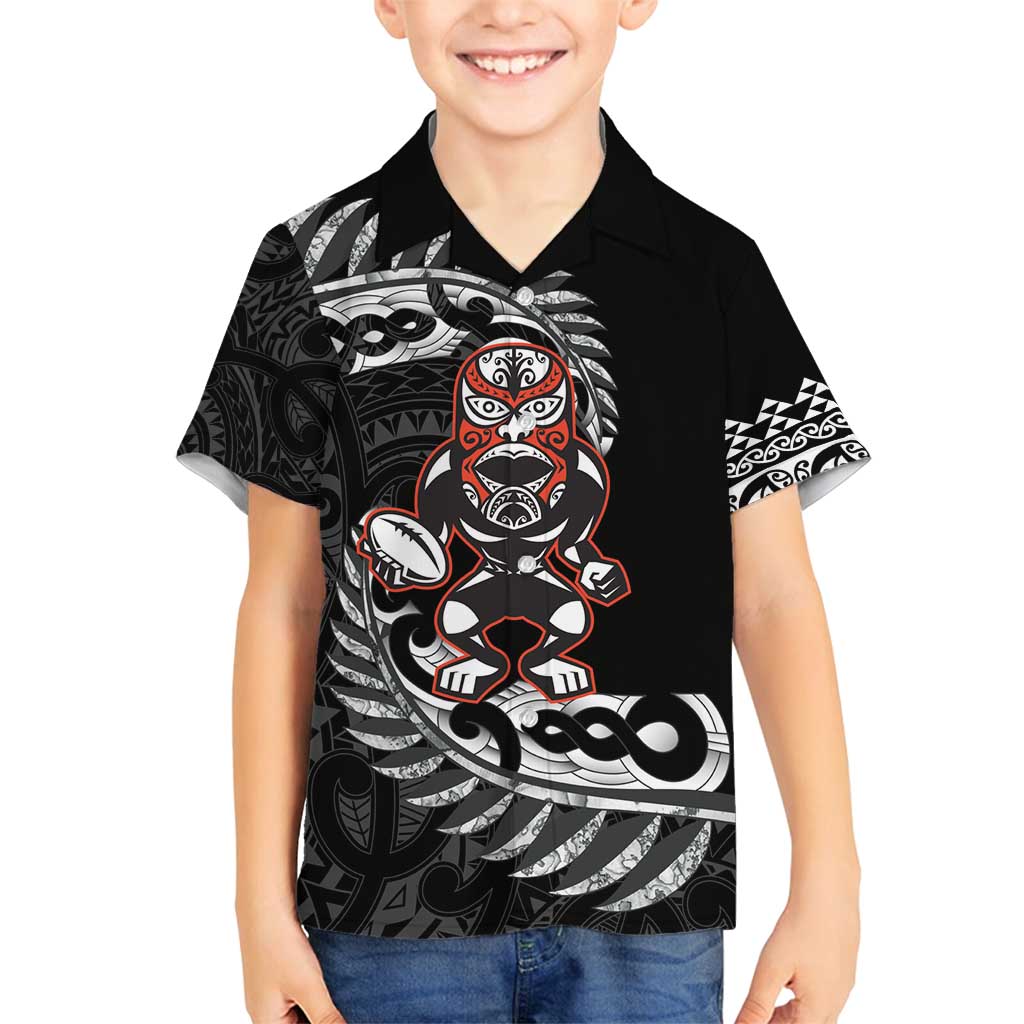 New Zealand Indigenous-Maori Rugby Custom Family Matching Summer Maxi Dress and Hawaiian Shirt LT9 Son's Shirt Black - Polynesian Pride