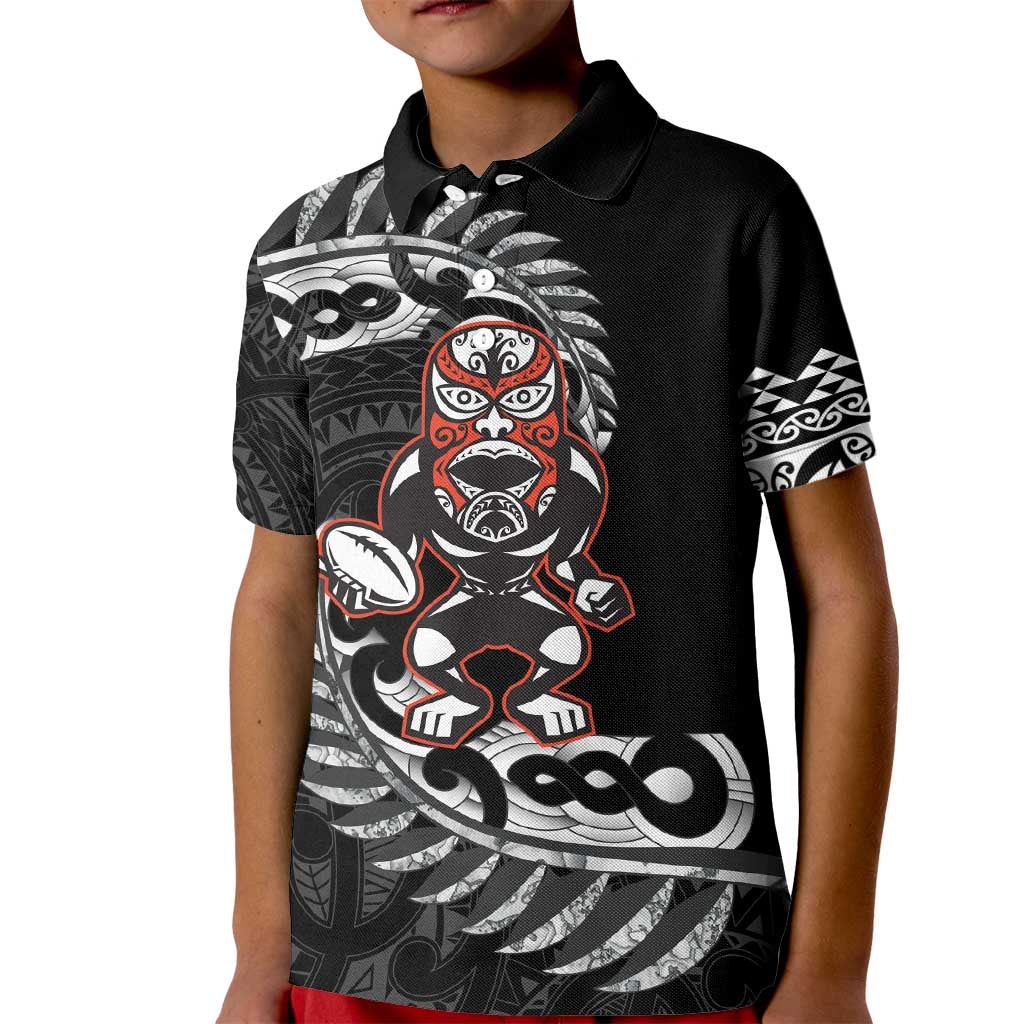 New Zealand Indigenous-Maori Rugby Custom Kid Polo Shirt LT9 Kid Black - Polynesian Pride