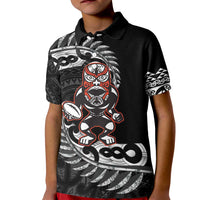 New Zealand Indigenous-Maori Rugby Custom Kid Polo Shirt LT9 Kid Black - Polynesian Pride