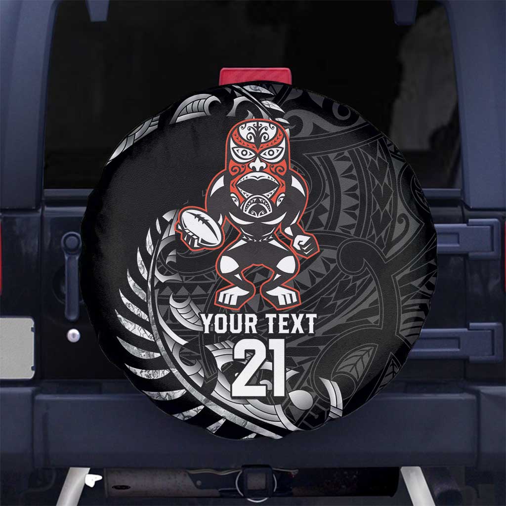 New Zealand Indigenous-Maori Rugby Custom Spare Tire Cover LT9 No hole Black - Polynesian Pride