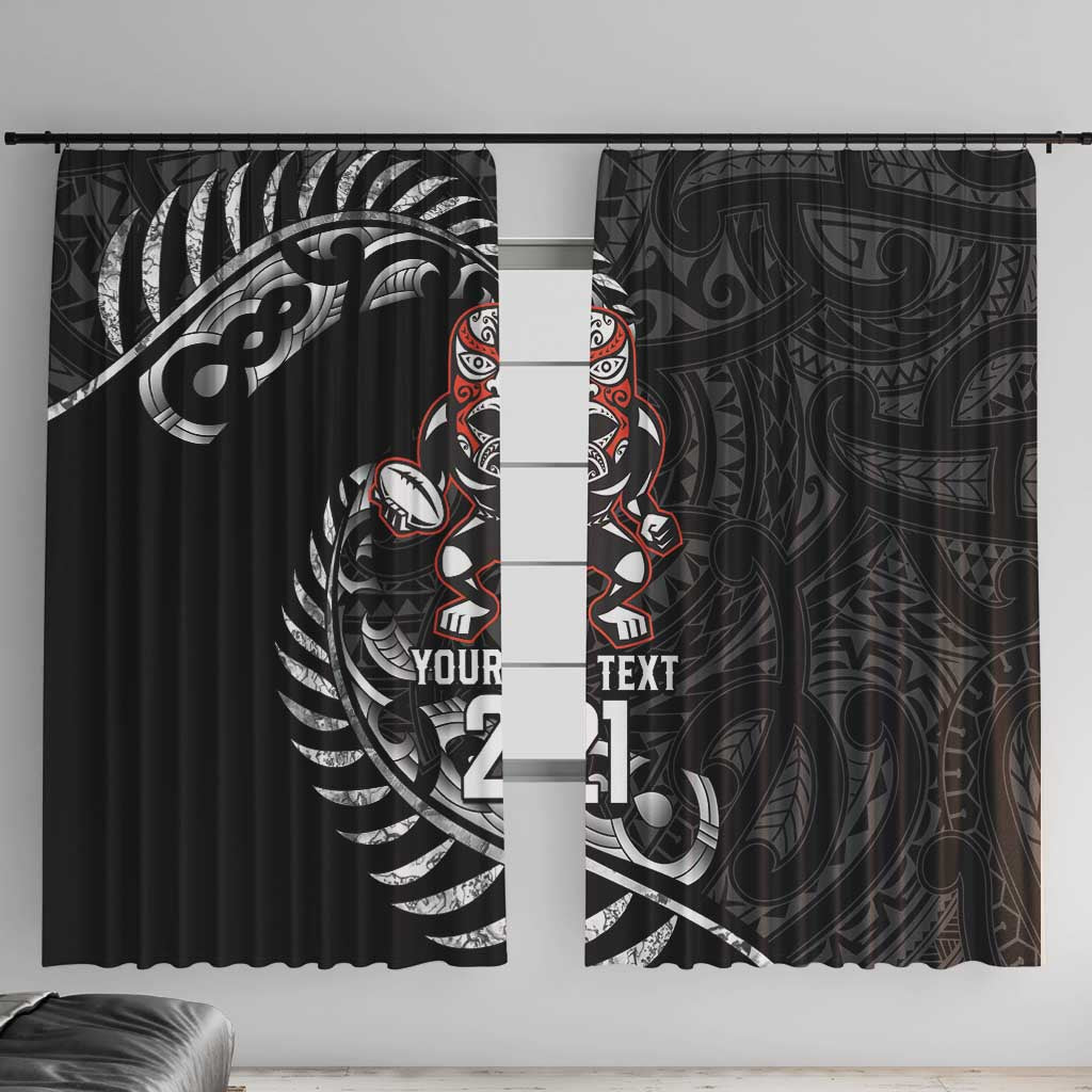 New Zealand Indigenous-Maori Rugby Custom Window Curtain LT9 With Hooks Black - Polynesian Pride