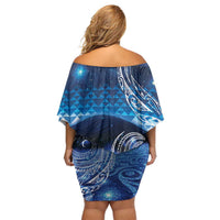 New Zealand Matariki Family Matching Off Shoulder Short Dress and Hawaiian Shirt Taniko Aramoana With Koru Galaxy Sky Night LT9 - Polynesian Pride