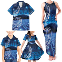 New Zealand Matariki Family Matching Tank Maxi Dress and Hawaiian Shirt Taniko Aramoana With Koru Galaxy Sky Night LT9 - Polynesian Pride