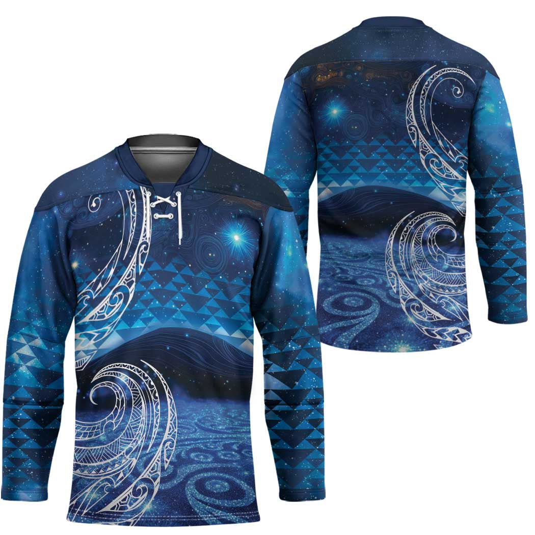New Zealand Matariki Hockey Jersey Taniko Aramoana With Koru Galaxy Sky Night - Polynesian Pride