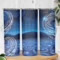 New Zealand Matariki Skinny Tumbler Taniko Aramoana With Koru Galaxy Sky Night LT9 - Polynesian Pride