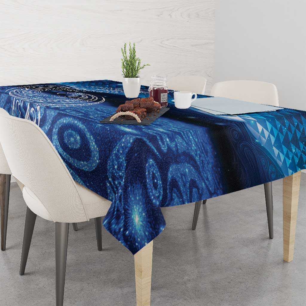 New Zealand Matariki Tablecloth Taniko Aramoana With Koru Galaxy Sky Night LT9 - Polynesian Pride