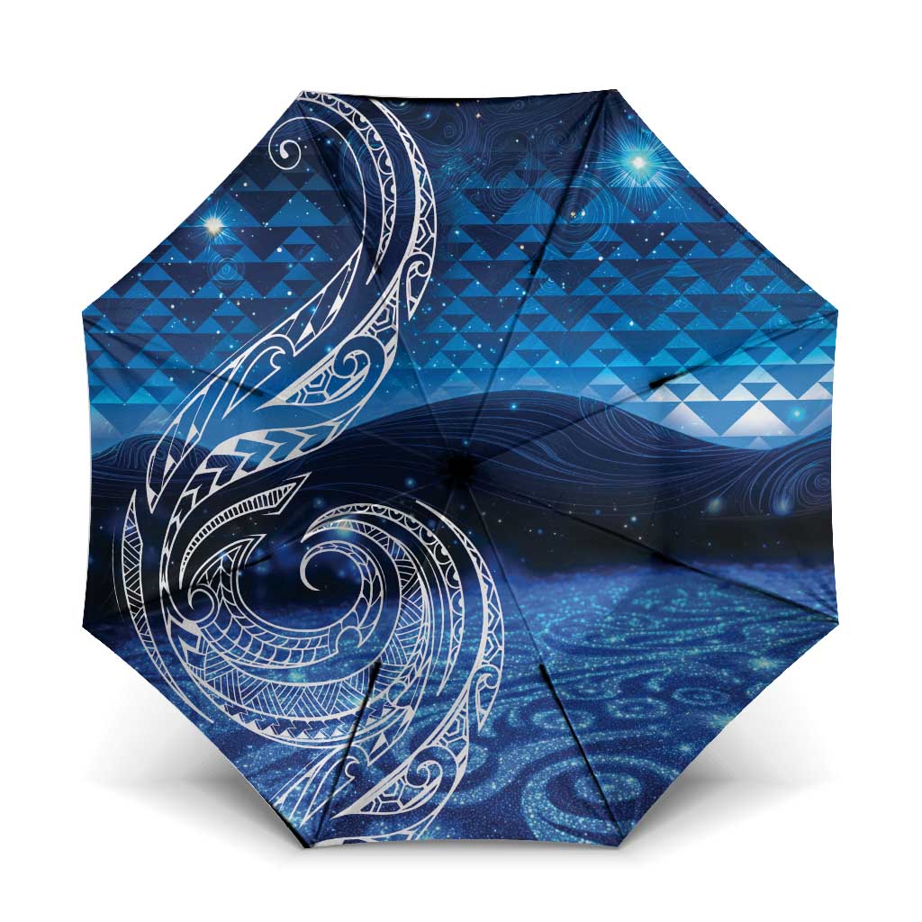 New Zealand Matariki Umbrella Taniko Aramoana With Koru Galaxy Sky Night - Polynesian Pride