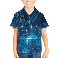 New Zealand Matariki Family Matching Long Sleeve Bodycon Dress and Hawaiian Shirt Taniko Aramoana With Maori Galaxy Sky Night LT9 Son's Shirt Galaxy - Polynesian Pride