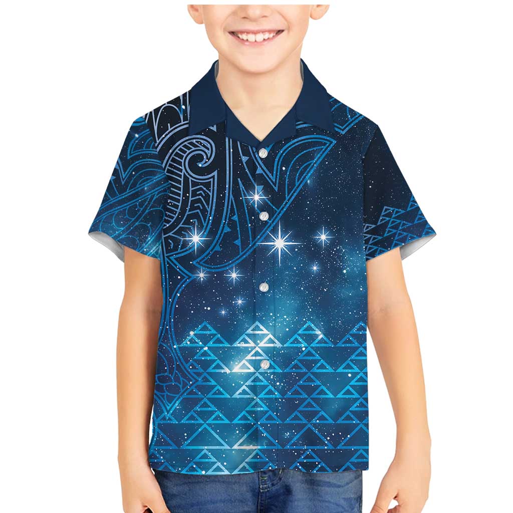 New Zealand Matariki Family Matching Mermaid Dress and Hawaiian Shirt Taniko Aramoana With Maori Galaxy Sky Night LT9 Son's Shirt Galaxy - Polynesian Pride