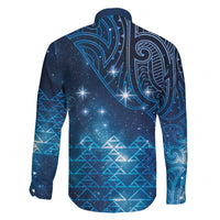 New Zealand Matariki Family Matching Off The Shoulder Long Sleeve Dress and Hawaiian Shirt Taniko Aramoana With Maori Galaxy Sky Night LT9 - Polynesian Pride