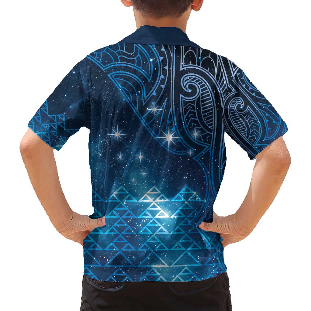 New Zealand Matariki Family Matching Off Shoulder Maxi Dress and Hawaiian Shirt Taniko Aramoana With Maori Galaxy Sky Night LT9 - Polynesian Pride