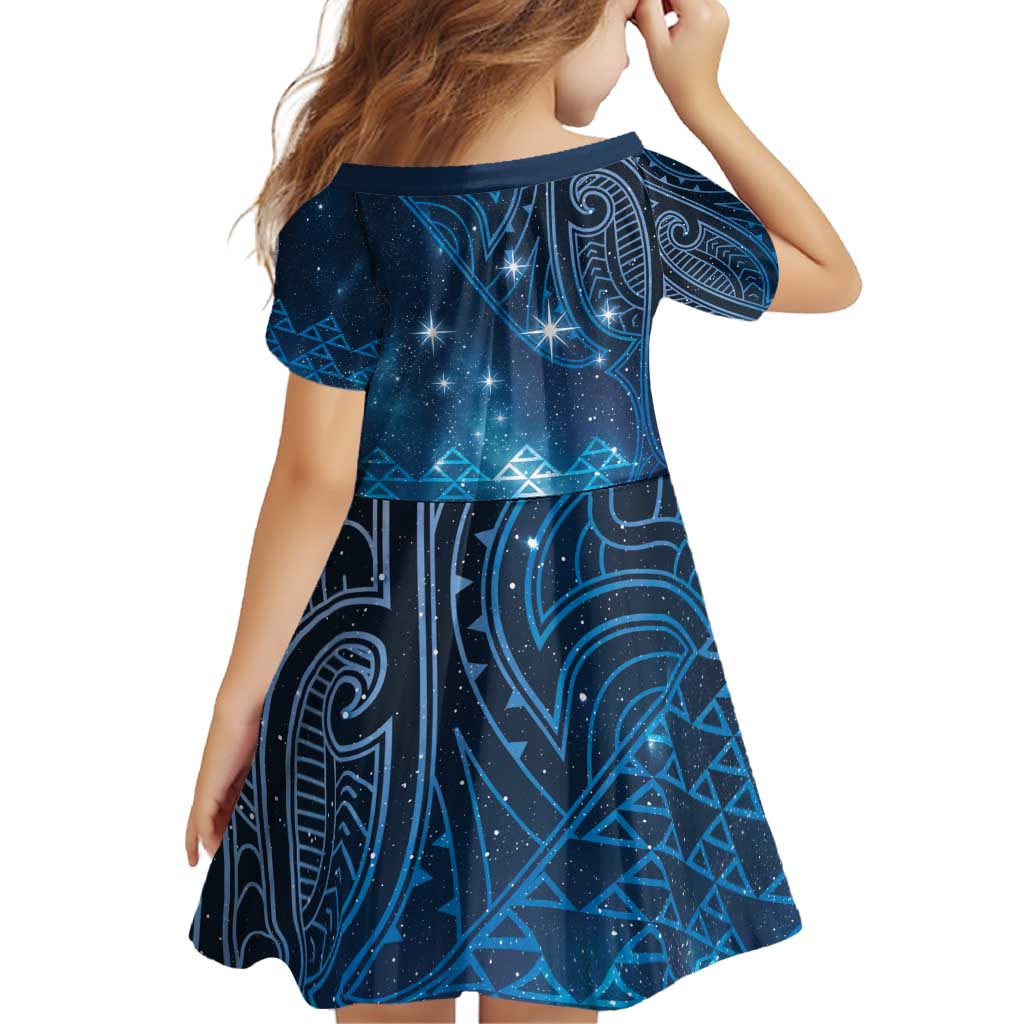 New Zealand Matariki Family Matching Off Shoulder Short Dress and Hawaiian Shirt Taniko Aramoana With Maori Galaxy Sky Night LT9 - Polynesian Pride