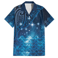New Zealand Matariki Family Matching Off Shoulder Short Dress and Hawaiian Shirt Taniko Aramoana With Maori Galaxy Sky Night LT9 Dad's Shirt - Short Sleeve Galaxy - Polynesian Pride