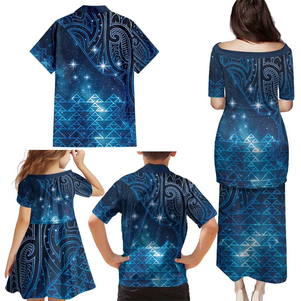 New Zealand Matariki Family Matching Puletasi and Hawaiian Shirt Taniko Aramoana With Maori Galaxy Sky Night LT9 - Polynesian Pride