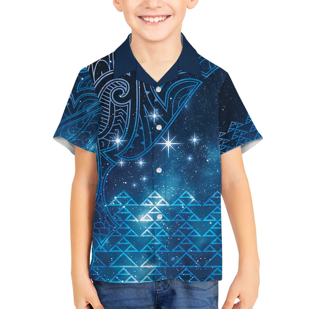 New Zealand Matariki Family Matching Puletasi and Hawaiian Shirt Taniko Aramoana With Maori Galaxy Sky Night LT9 Son's Shirt Galaxy - Polynesian Pride