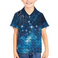 New Zealand Matariki Family Matching Short Sleeve Bodycon Dress and Hawaiian Shirt Taniko Aramoana With Maori Galaxy Sky Night LT9 Son's Shirt Galaxy - Polynesian Pride