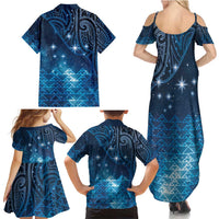 New Zealand Matariki Family Matching Summer Maxi Dress and Hawaiian Shirt Taniko Aramoana With Maori Galaxy Sky Night LT9 - Polynesian Pride