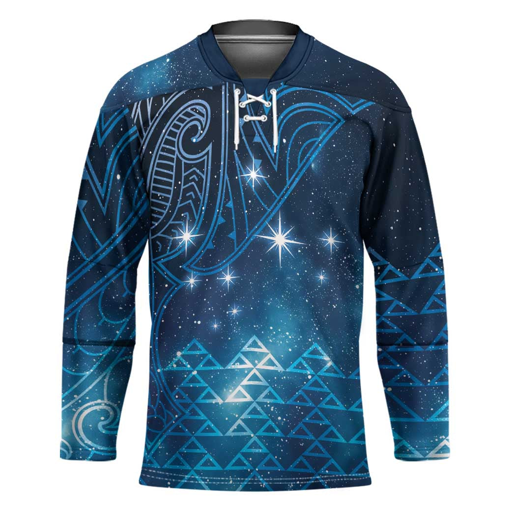 New Zealand Matariki Hockey Jersey Taniko Aramoana With Maori Galaxy Sky Night - Polynesian Pride