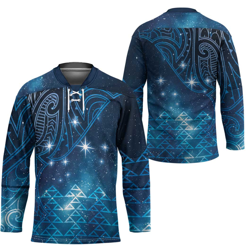 New Zealand Matariki Hockey Jersey Taniko Aramoana With Maori Galaxy Sky Night - Polynesian Pride