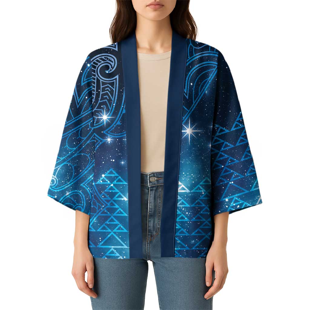 New Zealand Matariki Kimono Taniko Aramoana With Maori Galaxy Sky Night - Polynesian Pride