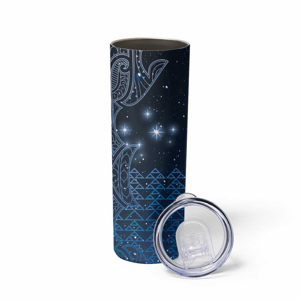 New Zealand Matariki Skinny Tumbler Taniko Aramoana With Maori Galaxy Sky Night LT9 - Polynesian Pride