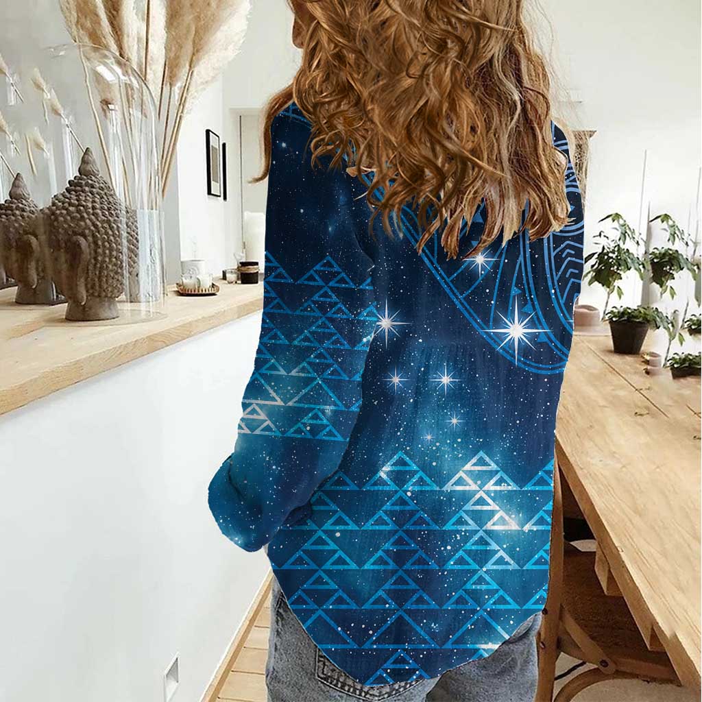 New Zealand Matariki Women Casual Shirt Taniko Aramoana With Maori Galaxy Sky Night LT9 - Polynesian Pride