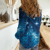 New Zealand Matariki Women Casual Shirt Taniko Aramoana With Maori Galaxy Sky Night LT9 - Polynesian Pride